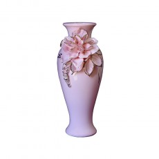 ваза Кокетка розовая лепка